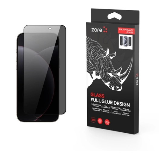 Apple iPhone 17 Pro Kırılmaz Cam Ekran Koruyucu Hayalet Premium Toz Önleyicili Rika Privacy Glass - Siyah