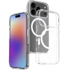 Apple iPhone 17 Pro Max Kılıf Magsafe Şarj Özellikli Şeffaf Sert PC Embos Kapak - Şeffaf