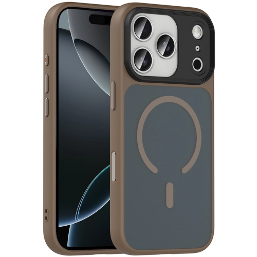 Apple iPhone 17 Pro Max Kılıf Mat Arka Yüzey Wireless Şarj Özellikli Flet Magsafe Kapak - Desert Titanyum