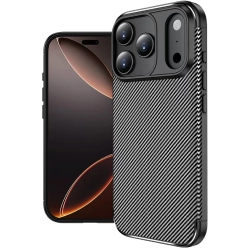 Apple iPhone 17 Pro Max Kılıf Silikon Parmak İzi Bırakmayan Karbon Soft Negro Kapak - Siyah