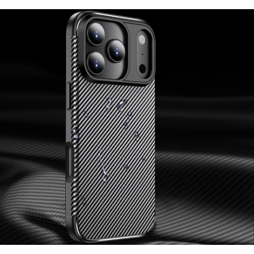 Apple iPhone 17 Pro Max Kılıf Silikon Parmak İzi Bırakmayan Karbon Soft Negro Kapak - Siyah