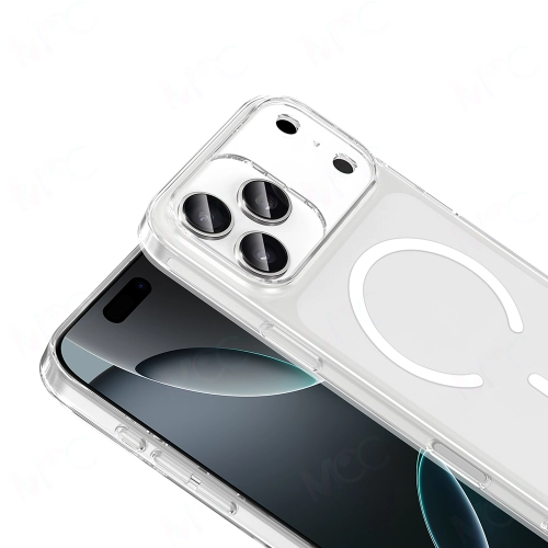 Apple iPhone 17 Pro Max Kılıf Zore Magsafe Şarj Özellikli Şeffaf Tek Kamera Çerçeveli Porto Kapak - Şeffaf