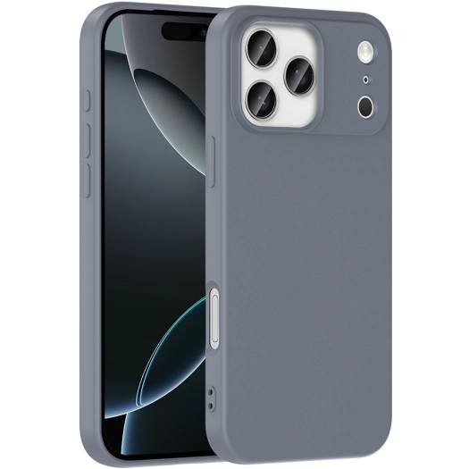 Apple iPhone 17 Pro Max Kılıf İçi Kadife Mat Mara Lansman Silikon Kapak  - Gri