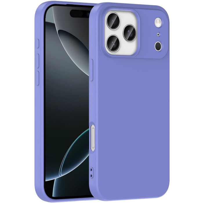 Apple iPhone 17 Pro Max Kılıf İçi Kadife Mat Mara Lansman Silikon Kapak  - Lila