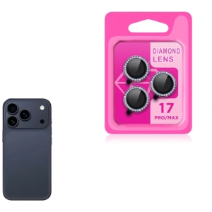 Apple iPhone 17 Pro Max Lens Kamera Koruyucu Taşlı Parmak İzi Bırakmaz CL-06 - Lacivert