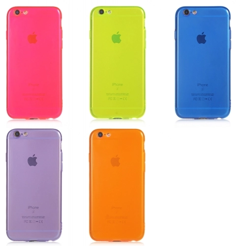 Apple iPhone 6/6s Kılıf Esnek Renkli Şeffaf Silikon Kamera Korumalı - Turuncu
