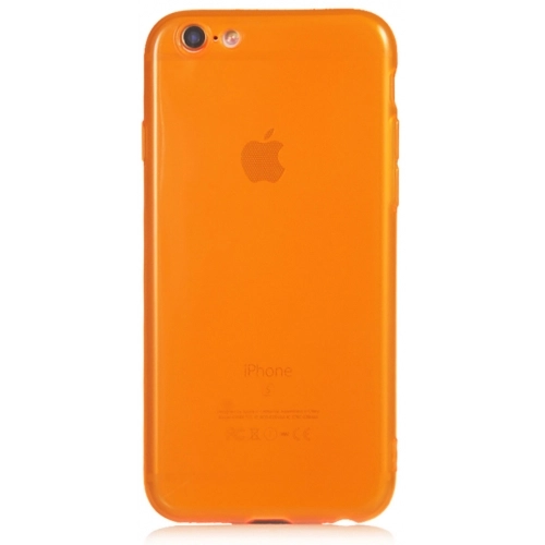 Apple iPhone 6/6s Kılıf Esnek Renkli Şeffaf Silikon Kamera Korumalı - Turuncu