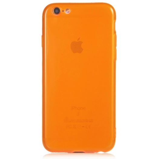 Apple iPhone 6/6s Kılıf Esnek Renkli Şeffaf Silikon Kamera Korumalı - Turuncu