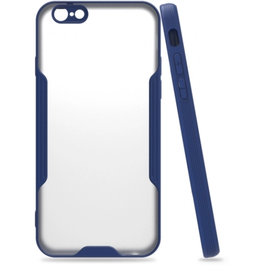 Apple iPhone 6s / 6 Kılıf Renkli Silikon Kamera Lens Korumalı Şeffaf Parfe Kapak - Lacivert