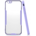 Apple iPhone 6 / 6s Kılıf Renkli Silikon Kamera Lens Korumalı Şeffaf Parfe Kapak - Lila