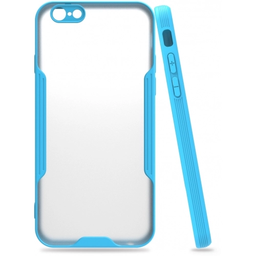 Apple iPhone 6 / 6s Kılıf Renkli Silikon Kamera Lens Korumalı Şeffaf Parfe Kapak - Mavi