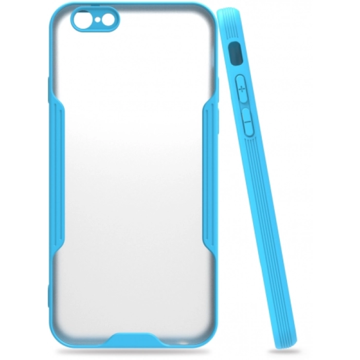 Apple iPhone 6 / 6s Kılıf Renkli Silikon Kamera Lens Korumalı Şeffaf Parfe Kapak - Mavi