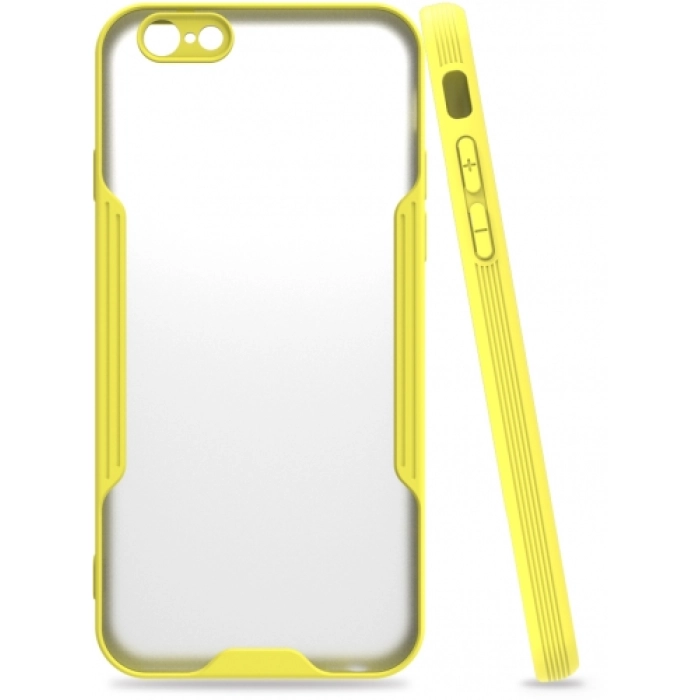 Apple iPhone 6s / 6 Kılıf Renkli Silikon Kamera Lens Korumalı Şeffaf Parfe Kapak - Sarı