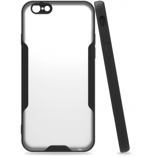 Apple iPhone 6s / 6 Kılıf Renkli Silikon Kamera Lens Korumalı Şeffaf Parfe Kapak - Siyah