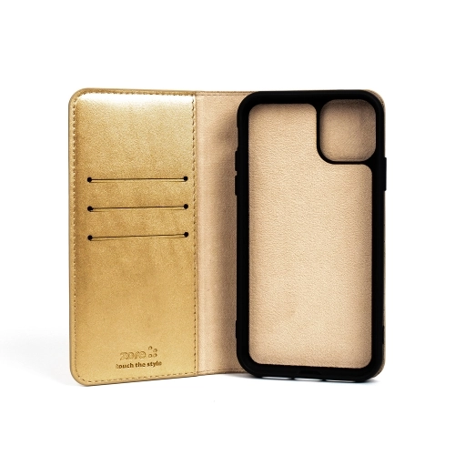 Apple iPhone 6 Kılıf Kapaklı Mıknatıslı Cüzdan ve Mıknatıslı Silikon Kılıf - Gold