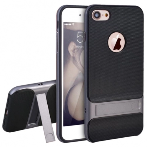 Apple iPhone 6 Kılıf Tam Koruma İnce Standlı Esnek Verüs Silikon - Gri