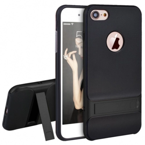 Apple iPhone 6 Kılıf Tam Koruma İnce Standlı Esnek Verüs Silikon - Siyah