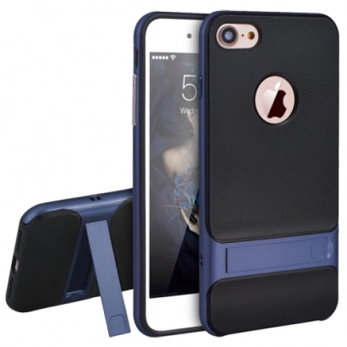 Apple iPhone 6s Plus Kılıf Tam Koruma İnce Standlı Esnek Verüs Silikon - Lacivert