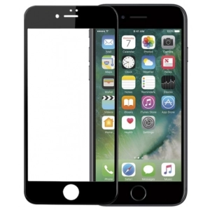 Apple iPhone 7 Kırılmaz Cam Tam Kapatan Kenarları Kırılmaya Dayanıklı Cam Ekran Koruyucu - Siyah