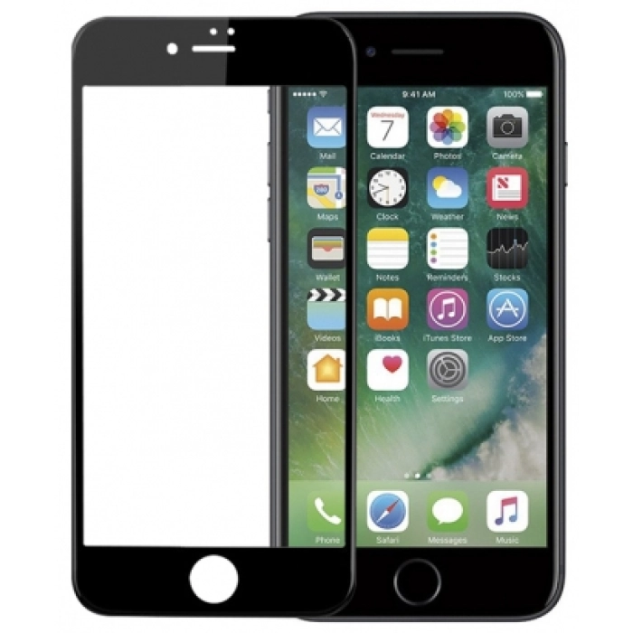 Apple iPhone 7 Kırılmaz Cam Tam Kapatan Kenarları Kırılmaya Dayanıklı Cam Ekran Koruyucu - Siyah