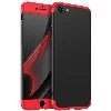 Apple iPhone 7 Kılıf 3 Parçalı 360 Tam Korumalı Rubber AYS Kapak  - Kırmızı - Siyah