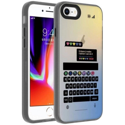 Apple iPhone 7 Kılıf Desenli Zore Dragon Sert Kapak - Klavye