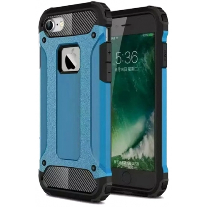 Apple iPhone 7 Kılıf Zırhlı Tank Crash Silikon Kapak - Mavi