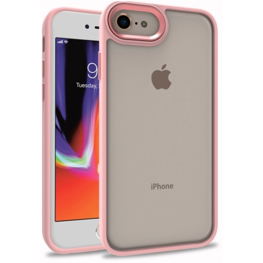 Apple iPhone 7 Kılıf Electro Silikon Renkli Flora Kapak - Rose Gold