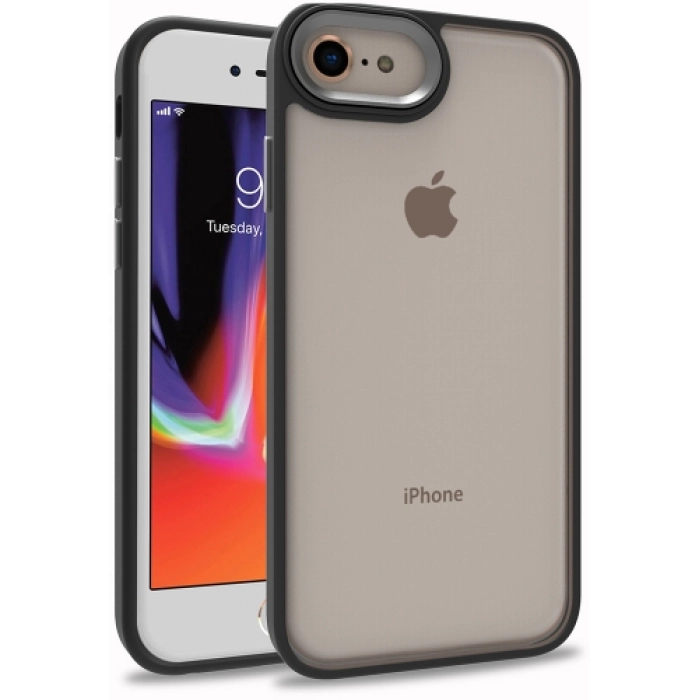 Apple iPhone 7 Kılıf Electro Silikon Renkli Flora Kapak - Siyah