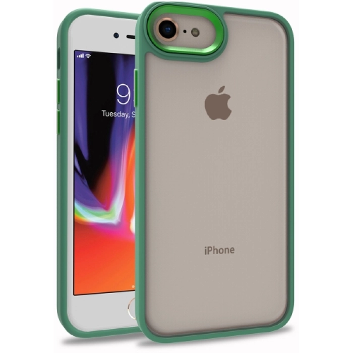 Apple iPhone 7 Kılıf Electro Silikon Renkli Flora Kapak - Yeşil