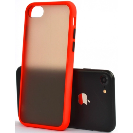 Apple iPhone 7 Kılıf Exlusive Arkası Mat Tam Koruma Darbe Emici - Kırmızı
