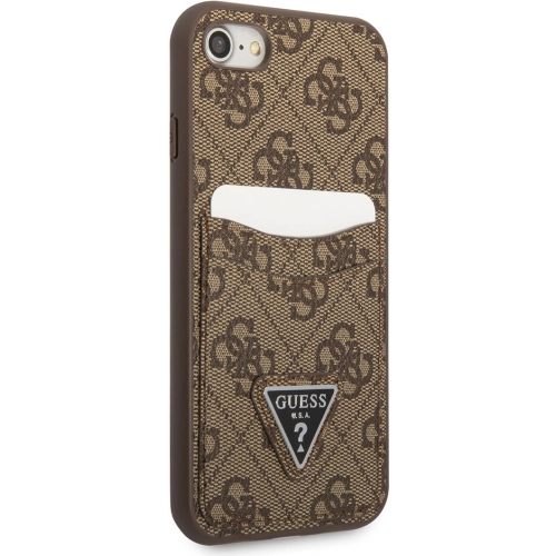 Apple iPhone 7 Kılıf GUESS Çift Kart Bölmeli Kapak - Kahverengi
