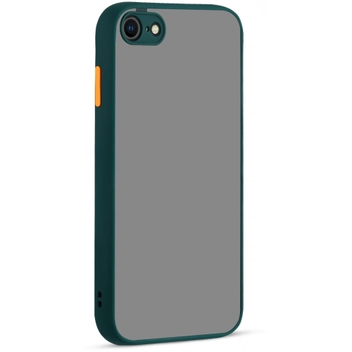 Apple iPhone 7 Kılıf Kamera Korumalı Arkası Şeffaf Mat Silikon Kapak - Koyu Yeşil