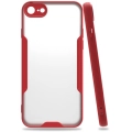 Apple iPhone 7 Kılıf Renkli Silikon Kamera Lens Korumalı Şeffaf Parfe Kapak - Kırmızı
