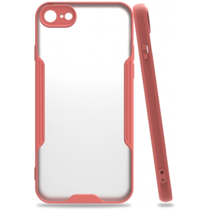 Apple iPhone 7 Kılıf Renkli Silikon Kamera Lens Korumalı Şeffaf Parfe Kapak - Pembe
