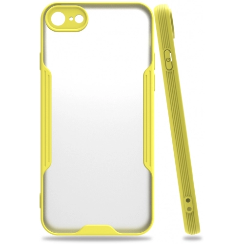 Apple iPhone 7 Kılıf Renkli Silikon Kamera Lens Korumalı Şeffaf Parfe Kapak - Sarı