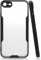 Apple iPhone 7 Kılıf Kamera Lens Korumalı Arkası Şeffaf Silikon Kapak - Siyah