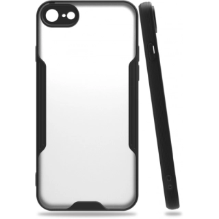 Apple iPhone 7 Kılıf Renkli Silikon Kamera Lens Korumalı Şeffaf Parfe Kapak - Siyah