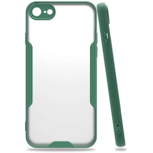 Apple iPhone 7 Kılıf Renkli Silikon Kamera Lens Korumalı Şeffaf Parfe Kapak - Yeşil