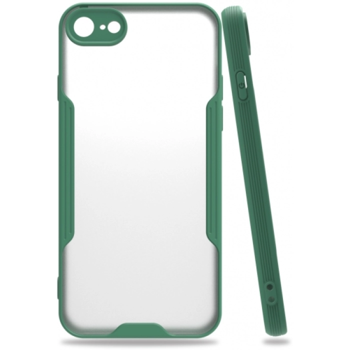 Apple iPhone 7 Kılıf Renkli Silikon Kamera Lens Korumalı Şeffaf Parfe Kapak - Yeşil