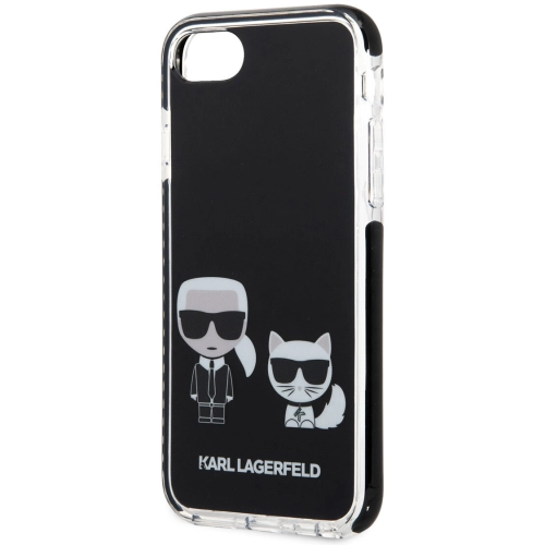 Apple iPhone 7 Kılıf Karl Lagerfeld Kenarları Siyah Silikon K&C Dizayn Kapak - Beyaz