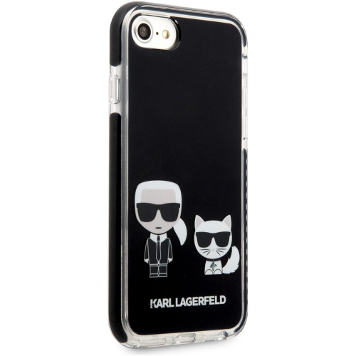 Apple iPhone 7 Kılıf Karl Lagerfeld Kenarları Siyah Silikon K&C Dizayn Kapak - Siyah