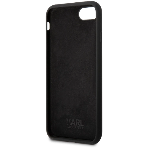 Apple iPhone 7 Kılıf Karl Lagerfeld Silikon Choupette Dizayn Kapak - Siyah