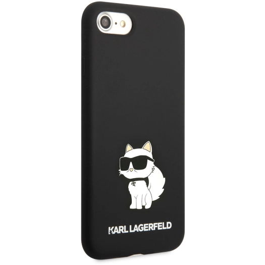 Apple iPhone 7 Kılıf Karl Lagerfeld Silikon Choupette Dizayn Kapak - Siyah