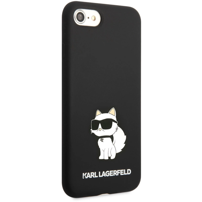 Apple iPhone 7 Kılıf Karl Lagerfeld Silikon Choupette Dizayn Kapak - Siyah