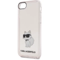 Apple iPhone 7 Kılıf Karl Lagerfeld Transparan Choupette Dizayn Kapak - Pembe