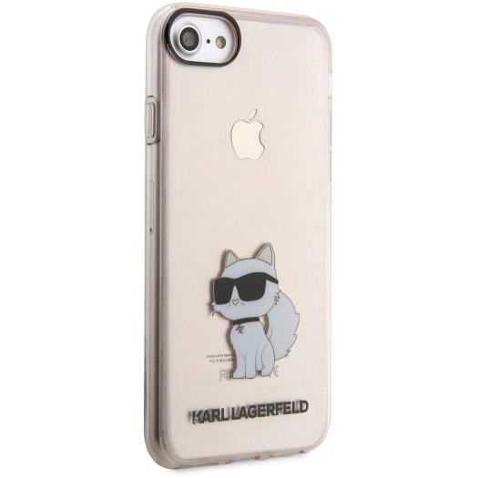 Apple iPhone 7 Kılıf Karl Lagerfeld Transparan Choupette Dizayn Kapak - Pembe
