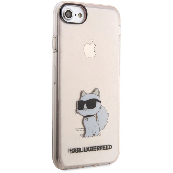 Apple iPhone 7 Kılıf Karl Lagerfeld Transparan Choupette Dizayn Kapak - Pembe