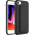 Apple iPhone 7 Kılıf Mat Pürüzsüz Standlı Katlanabilir Qstand Kapak - Siyah