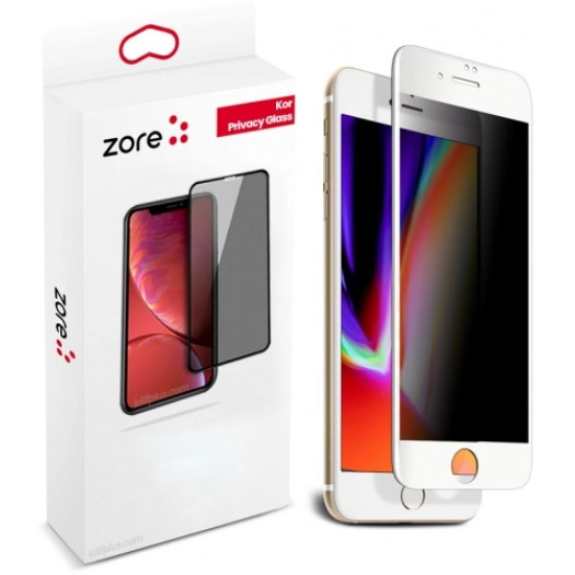 Apple iPhone 7 Plus Karartmalı Hayalet Ekran Koruyucu Tam Kaplayan Kor Privacy Kırılmaz Cam - Beyaz